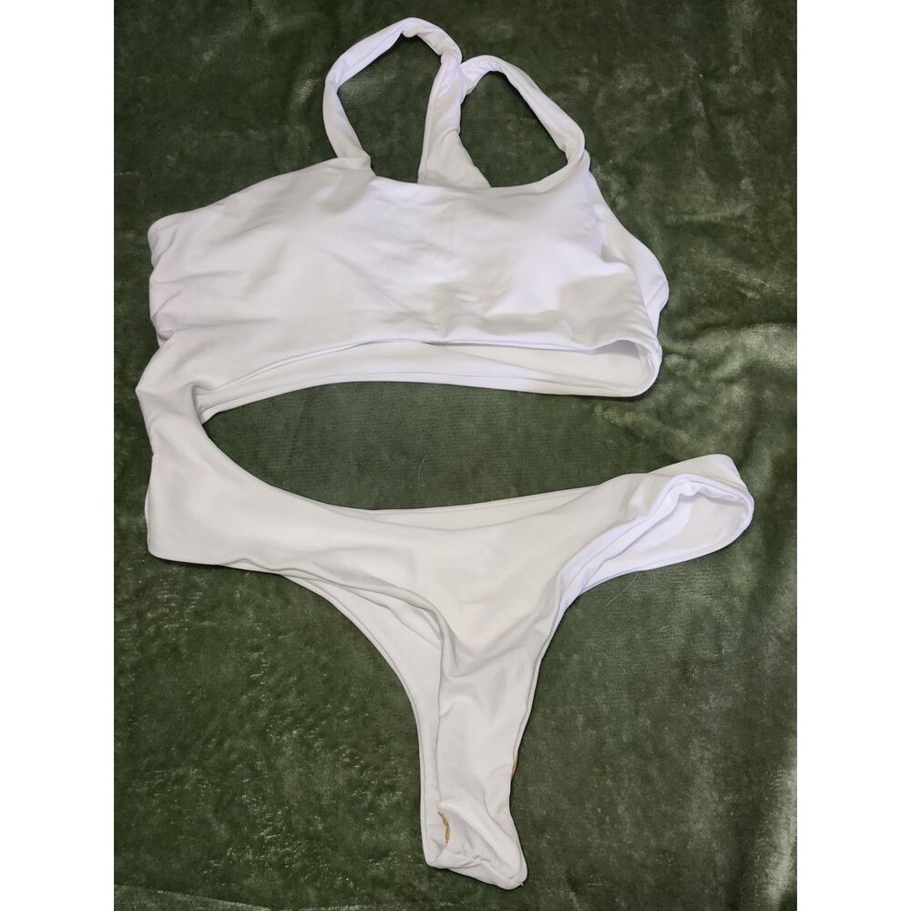 White one piece cutout bathing suit size small Nwot